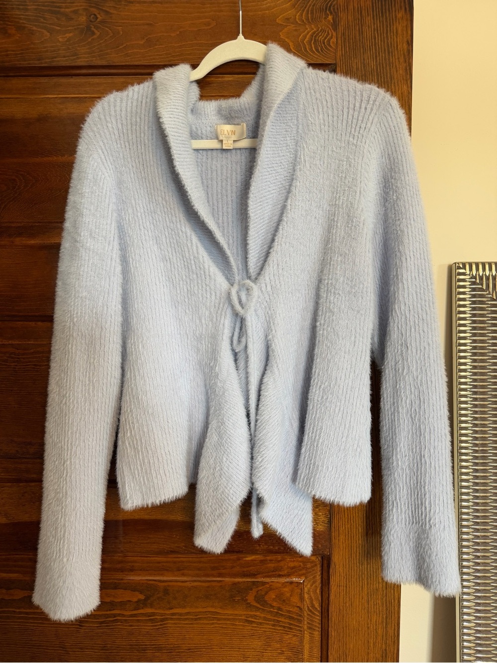 Women's Hooded Tie-Front Cardigan Sweater in Light Blue